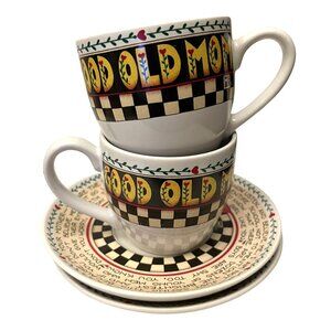 2 Sets Vintage Mary Engelbreit Good Old Mom Tea Cup & Saucers ME Inc
